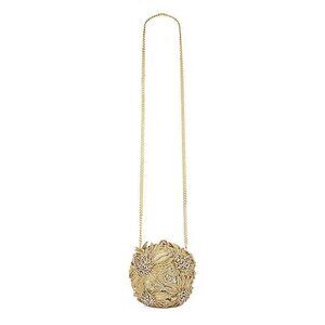 OSCAR DE LA RENTA Crystal Sunflower Embroidery Billiard Bag In Beige